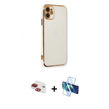 MARSİLYAN™- iPhone 11 Kılıf Yankı Serisi - Siyah 3D Antistatik Seramik Nano Ekran Koruyucu + Pers Alüminyum Kamera Lens - KI