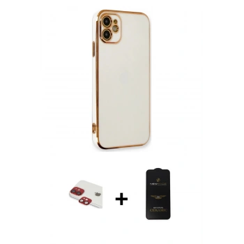 MARSİLYAN™- iPhone 11 Kılıf Yankı Serisi - Siyah 6D Antistatik Mat Seramik Hayalet Nano Ekran Koruyucu + Pers Alüminyum Kamera Lens - KI