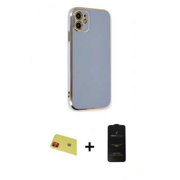 MARSİLYAN™- iPhone 11 Kılıf Yankı Serisi - Siyah 6D Antistatik Mat Seramik Hayalet Nano Ekran Koruyucu + Rainbow Kamera Lens Koruma Cam - KI