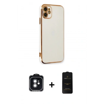 MARSİLYAN™- iPhone 11 Kılıf Yankı Serisi - Siyah 6D Antistatik Mat Seramik Hayalet Nano Ekran Koruyucu + PVD Metal Kamera Lens - SH