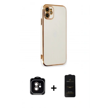 MARSİLYAN™- iPhone 11 Kılıf Yankı Serisi - Siyah 6D Antistatik Mat Seramik Hayalet Nano Ekran Koruyucu + PVD Metal Kamera Lens - TU