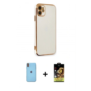 MARSİLYAN™- iPhone 11 Kılıf Yankı Serisi - Siyah Buffer Cam Ekran Koruyucu + Neon Fosforlu Kamera Lens - TU