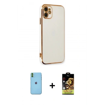 MARSİLYAN™- iPhone 11 Kılıf Yankı Serisi - Siyah Buffer Cam Ekran Koruyucu + Neon Fosforlu Kamera Lens - YL