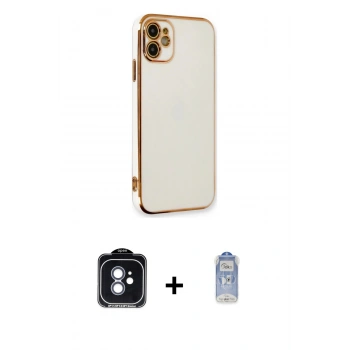 MARSİLYAN™- iPhone 11 Kılıf Yankı Serisi - Siyah Joko Magic 5D Cam + PVD Metal Kamera Lens - MI