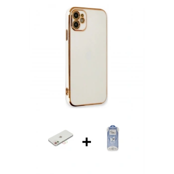 MARSİLYAN™- iPhone 11 Kılıf Yankı Serisi - Siyah Joko Magic 5D Cam + Renkli Kamera Lens Koruma Cam - YL