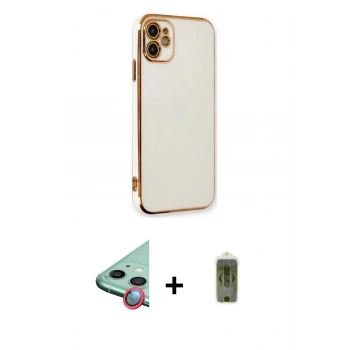 MARSİLYAN™- iPhone 11 Kılıf Yankı Serisi - Siyah Joko Magic 5D Hayalet Cam + Raze Metal Kamera Lens - KI