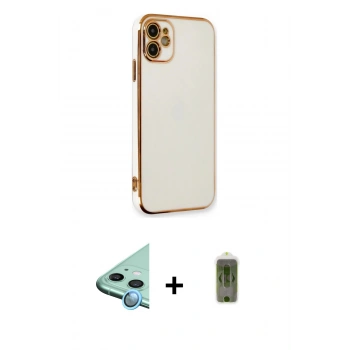 MARSİLYAN™- iPhone 11 Kılıf Yankı Serisi - Siyah Joko Magic 5D Hayalet Cam + Raze Metal Kamera Lens - MI