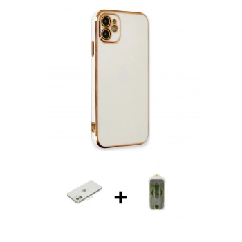 MARSİLYAN™- iPhone 11 Kılıf Yankı Serisi - Siyah Joko Magic 5D Hayalet Cam + Renkli Kamera Lens Koruma Cam - TU