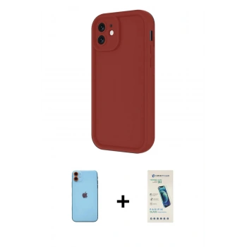 MARSİLYAN™- iPhone 11 Kılıf Yankı Yansıma Özel Seri - Şeffaf Pasifik Cam Ekran Koruyucu + Neon Fosforlu Kamera Lens - TU