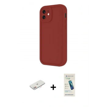 MARSİLYAN™- iPhone 11 Kılıf Yankı Yansıma Özel Seri - Şeffaf Pasifik Cam Ekran Koruyucu + Renkli Kamera Lens Koruma Cam - PE