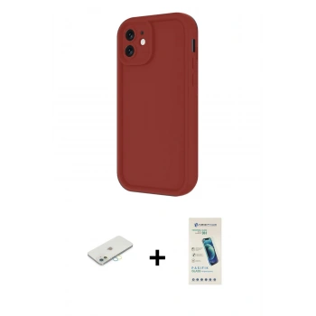 MARSİLYAN™- iPhone 11 Kılıf Yankı Yansıma Özel Seri - Şeffaf Pasifik Cam Ekran Koruyucu + Renkli Kamera Lens Koruma Cam - SI