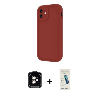 MARSİLYAN™- iPhone 11 Kılıf Yankı Yansıma Özel Seri - Şeffaf Pasifik Cam Ekran Koruyucu + PVD Metal Kamera Lens - TU