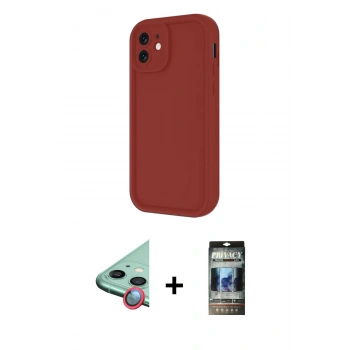 MARSİLYAN™- iPhone 11 Kılıf Yankı Yansıma Özel Seri - Siyah 34D Hayalet Izgaralı Cam + Raze Metal Kamera Lens - KI