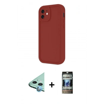 MARSİLYAN™- iPhone 11 Kılıf Yankı Yansıma Özel Seri - Siyah 34D Hayalet Izgaralı Cam + Raze Metal Kamera Lens - MI