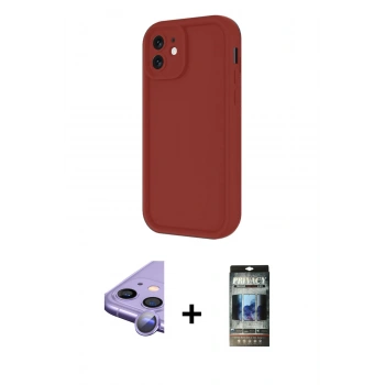 MARSİLYAN™- iPhone 11 Kılıf Yankı Yansıma Özel Seri - Siyah 34D Hayalet Izgaralı Cam + Raze Metal Kamera Lens - MR