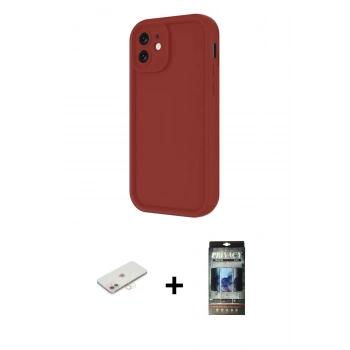 MARSİLYAN™- iPhone 11 Kılıf Yankı Yansıma Özel Seri - Siyah 34D Hayalet Izgaralı Cam + Renkli Kamera Lens Koruma Cam - YL