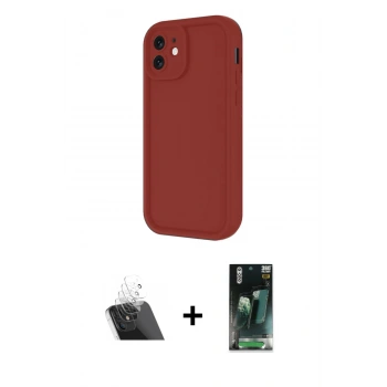 MARSİLYAN™- iPhone 11 Kılıf Yankı Yansıma Özel Seri - Siyah 360 Mat Full Body Arka Koruyucu + Kamera Lens Koruma Cam - SF