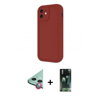 MARSİLYAN™- iPhone 11 Kılıf Yankı Yansıma Özel Seri - Siyah 360 Mat Full Body Arka Koruyucu + Raze Metal Kamera Lens - KI