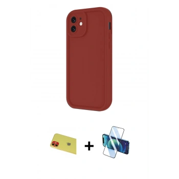 MARSİLYAN™- iPhone 11 Kılıf Yankı Yansıma Özel Seri - Siyah 3D Antistatik Cam Ekran Koruyucu + Rainbow Kamera Lens Koruma Cam - KI