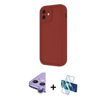 MARSİLYAN™- iPhone 11 Kılıf Yankı Yansıma Özel Seri - Siyah 3D Antistatik Cam Ekran Koruyucu + Raze Metal Kamera Lens - MR