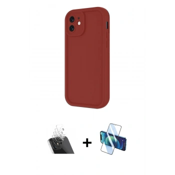 MARSİLYAN™- iPhone 11 Kılıf Yankı Yansıma Özel Seri - Siyah 3D Antistatik Cam Ekran Koruyucu + Kamera Lens Koruma Cam - SF