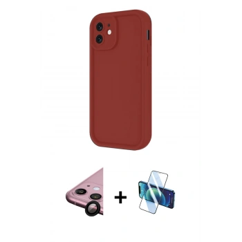 MARSİLYAN™- iPhone 11 Kılıf Yankı Yansıma Özel Seri - Siyah 3D Antistatik Cam Ekran Koruyucu + Raze Metal Kamera Lens - SH