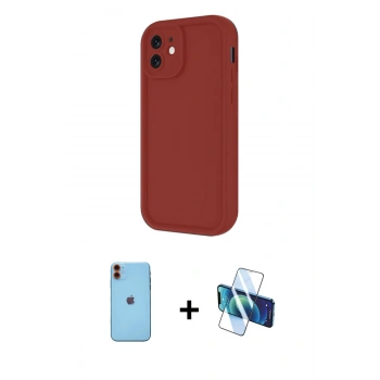 MARSİLYAN™- iPhone 11 Kılıf Yankı Yansıma Özel Seri - Siyah 3D Antistatik Cam Ekran Koruyucu + Neon Fosforlu Kamera Lens - TU
