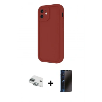 MARSİLYAN™- iPhone 11 Kılıf Yankı Yansıma Özel Seri - Siyah 3D Antistatik Hayalet Cam Ekran Koruyucu + Pers Alüminyum Kamera Lens - YL