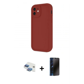 MARSİLYAN™- iPhone 11 Kılıf Yankı Yansıma Özel Seri - Siyah 3D Antistatik Hayalet Cam Ekran Koruyucu + Pers Alüminyum Kamera Lens - GI