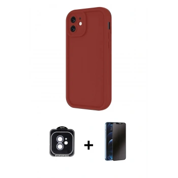 MARSİLYAN™- iPhone 11 Kılıf Yankı Yansıma Özel Seri - Siyah 3D Antistatik Hayalet Cam Ekran Koruyucu + PVD Metal Kamera Lens - MI