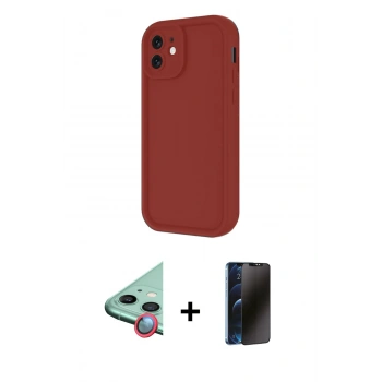 MARSİLYAN™- iPhone 11 Kılıf Yankı Yansıma Özel Seri - Siyah 3D Antistatik Hayalet Cam Ekran Koruyucu + Raze Metal Kamera Lens - KI