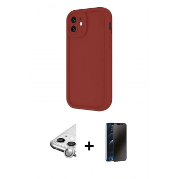MARSİLYAN™- iPhone 11 Kılıf Yankı Yansıma Özel Seri - Siyah 3D Antistatik Hayalet Cam Ekran Koruyucu + Raze Metal Kamera Lens - GS
