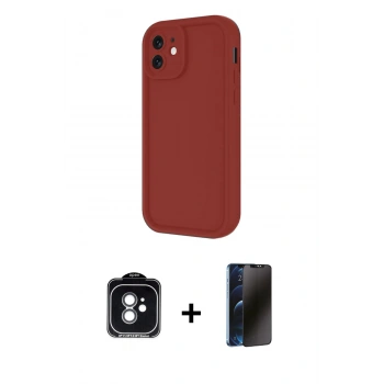 MARSİLYAN™- iPhone 11 Kılıf Yankı Yansıma Özel Seri - Siyah 3D Antistatik Hayalet Cam Ekran Koruyucu + PVD Metal Kamera Lens - YL
