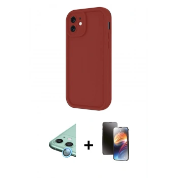 MARSİLYAN™- iPhone 11 Kılıf Yankı Yansıma Özel Seri - Siyah 3D Antistatik Mat Seramik Nano Ekran Koruyucu + Raze Metal Kamera Lens - MI
