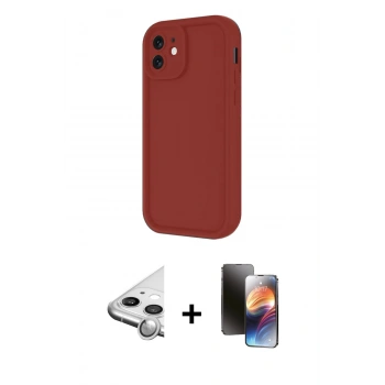 MARSİLYAN™- iPhone 11 Kılıf Yankı Yansıma Özel Seri - Siyah 3D Antistatik Mat Seramik Nano Ekran Koruyucu + Raze Metal Kamera Lens - GS