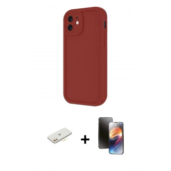 MARSİLYAN™- iPhone 11 Kılıf Yankı Yansıma Özel Seri - Siyah 3D Antistatik Mat Seramik Nano Ekran Koruyucu + Renkli Kamera Lens Koruma Cam - SI
