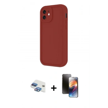 MARSİLYAN™- iPhone 11 Kılıf Yankı Yansıma Özel Seri - Siyah 3D Antistatik Mat Seramik Nano Ekran Koruyucu + Pers Alüminyum Kamera Lens - GI