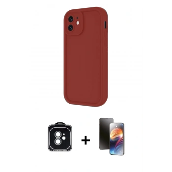 MARSİLYAN™- iPhone 11 Kılıf Yankı Yansıma Özel Seri - Siyah 3D Antistatik Mat Seramik Nano Ekran Koruyucu + PVD Metal Kamera Lens - YL