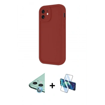 MARSİLYAN™- iPhone 11 Kılıf Yankı Yansıma Özel Seri - Siyah 3D Antistatik Seramik Nano Ekran Koruyucu + Raze Metal Kamera Lens - MI