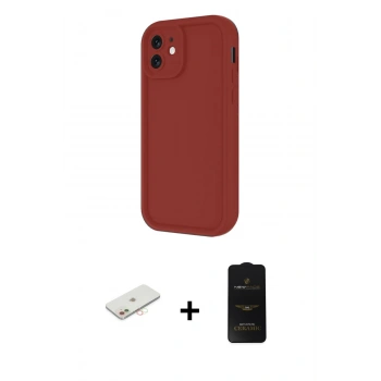 MARSİLYAN™- iPhone 11 Kılıf Yankı Yansıma Özel Seri - Siyah 6D Antistatik Mat Seramik Hayalet Nano Ekran Koruyucu + Renkli Kamera Lens Koruma Cam - YL