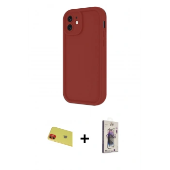 MARSİLYAN™- iPhone 11 Kılıf Yankı Yansıma Özel Seri - Siyah Bilvis 3D Cam Ekran Koruyucu + Rainbow Kamera Lens Koruma Cam - KI