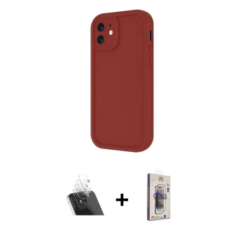 MARSİLYAN™- iPhone 11 Kılıf Yankı Yansıma Özel Seri - Siyah Bilvis 3D Cam Ekran Koruyucu + Kamera Lens Koruma Cam - SF