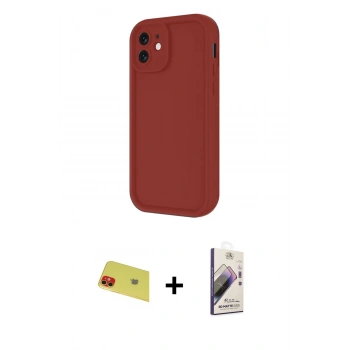 MARSİLYAN™- iPhone 11 Kılıf Yankı Yansıma Özel Seri - Siyah Bilvis 3D Mat Cam Ekran Koruyucu + Rainbow Kamera Lens Koruma Cam - KI