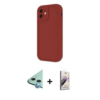 MARSİLYAN™- iPhone 11 Kılıf Yankı Yansıma Özel Seri - Siyah Bilvis 3D Mat Cam Ekran Koruyucu + Raze Metal Kamera Lens - MI