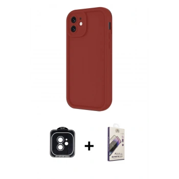 MARSİLYAN™- iPhone 11 Kılıf Yankı Yansıma Özel Seri - Siyah Bilvis 3D Mat Cam Ekran Koruyucu + PVD Metal Kamera Lens - SH