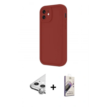 MARSİLYAN™- iPhone 11 Kılıf Yankı Yansıma Özel Seri - Siyah Bilvis 3D Mat Cam Ekran Koruyucu + Raze Metal Kamera Lens - GS