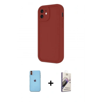 MARSİLYAN™- iPhone 11 Kılıf Yankı Yansıma Özel Seri - Siyah Bilvis 3D Mat Cam Ekran Koruyucu + Neon Fosforlu Kamera Lens - TU