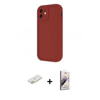 MARSİLYAN™- iPhone 11 Kılıf Yankı Yansıma Özel Seri - Siyah Bilvis 3D Mat Cam Ekran Koruyucu + Renkli Kamera Lens Koruma Cam - TU