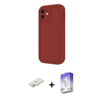MARSİLYAN™- iPhone 11 Kılıf Yankı Yansıma Özel Seri - Siyah Bilvis 5in1 3D Magic Cam Ekran Koruyucu + Renkli Kamera Lens Koruma Cam - YL