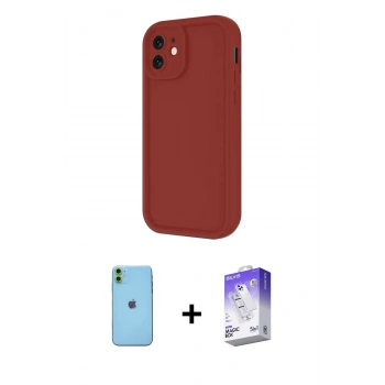 MARSİLYAN™- iPhone 11 Kılıf Yankı Yansıma Özel Seri - Siyah Bilvis 5in1 3D Magic Cam Ekran Koruyucu + Neon Fosforlu Kamera Lens - YL